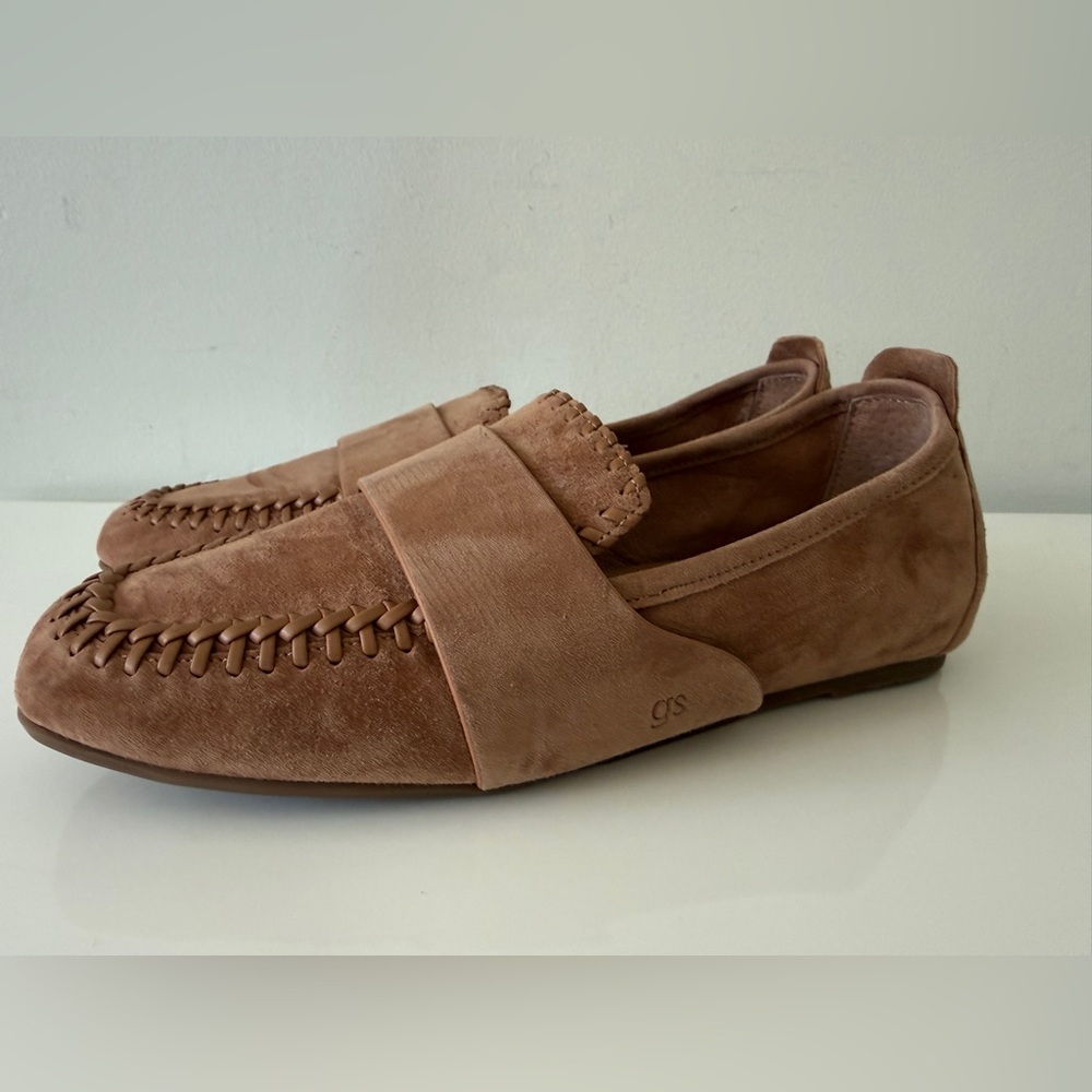 gentle souls Suede Moccasin Loafers in Taupe Brown